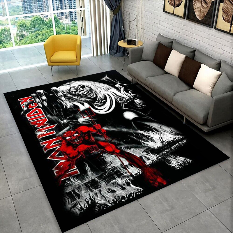 Kids Outdoor Area - 3D I-Iron Maiden Metal Band Carpet
